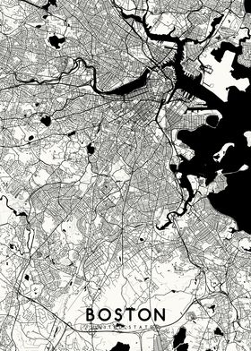 Boston map white