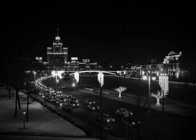 Moscow by Night BW