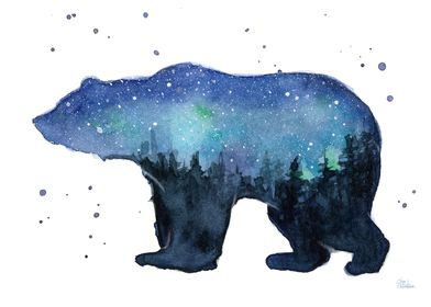 Bear Magical Galaxy Forest