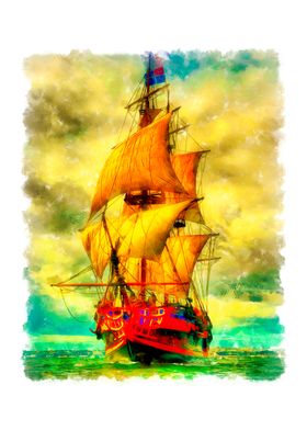 Ship with sails Endeavor