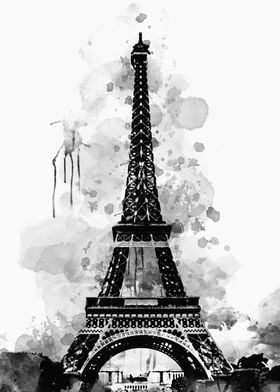 Eiffel Tower Ink Paint