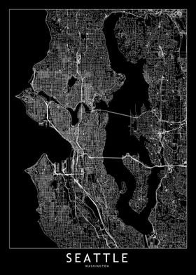 Seattle Black Map