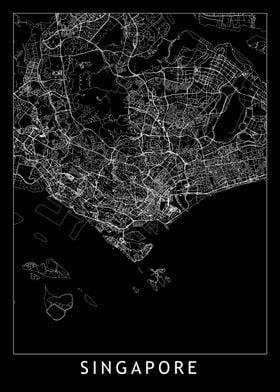 Singapore Black Map