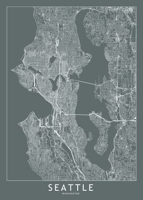 Seattle Grey Map