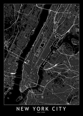 New York City Black Map