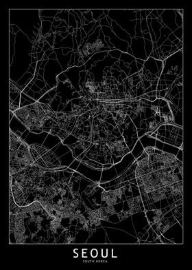 Seoul Black Map