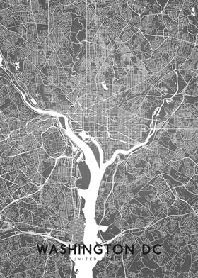 Washington DC map BW