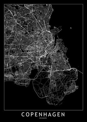 Copenhagen Black Map