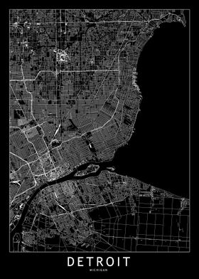 Detroit Black Map