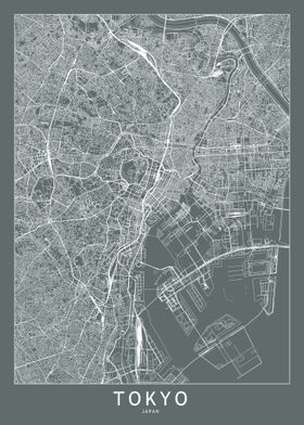 Tokyo Grey Map