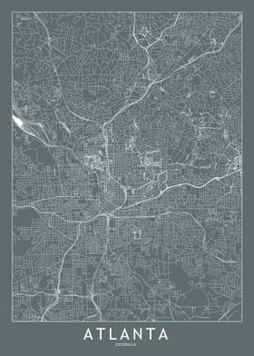 Atlanta Grey Map