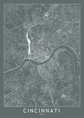 Cincinnati Grey Map