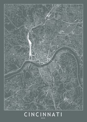 Cincinnati Grey Map