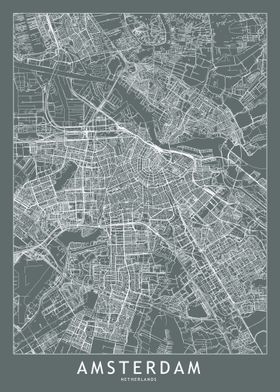 Amsterdam Grey Map
