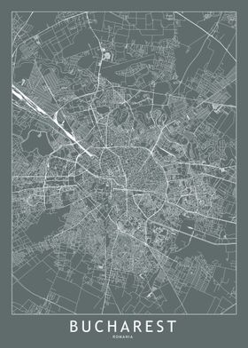 Bucharest Grey Map