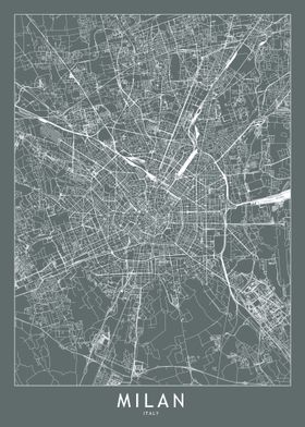 Milan Grey Map
