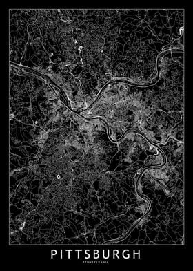 Pittsburgh Black Map