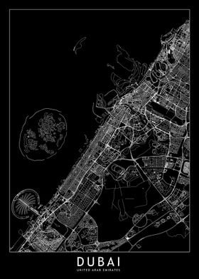 Dubai Black Map