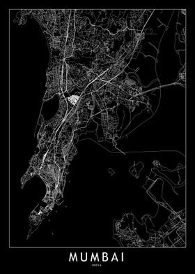 Mumbai Black Map