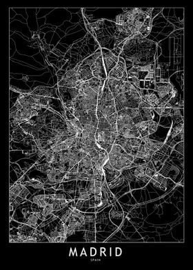 Madrid Black Map