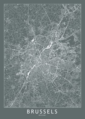 Brussels Grey Map
