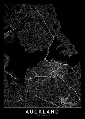 Auckland Black Map