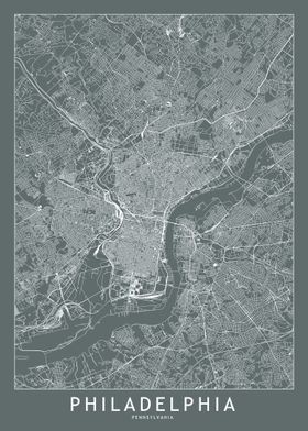 Philadelphia Grey Map