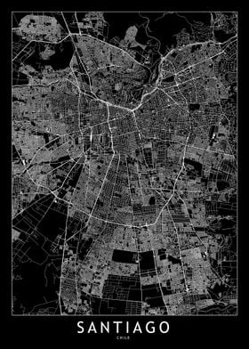 Santiago Black Map