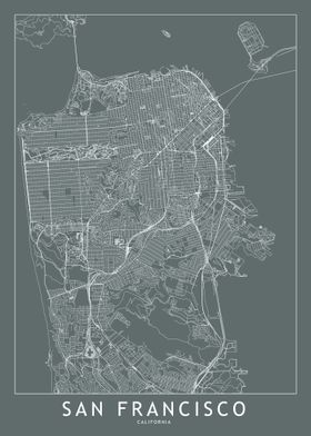 San Francisco Grey Map