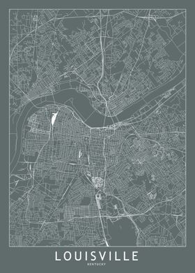 Louisville Grey Map