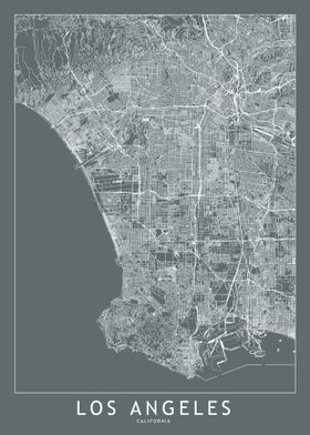 Los Angeles Grey Map