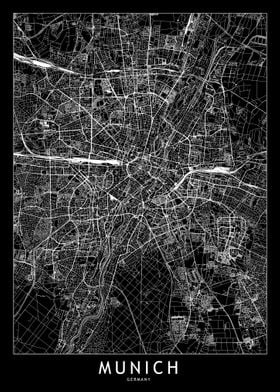 Munich Black Map