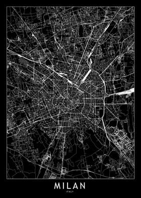 Milan Black Map