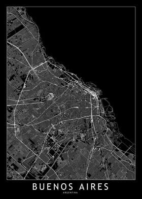 Buenos Aires Black Map