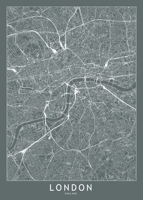London Grey Map