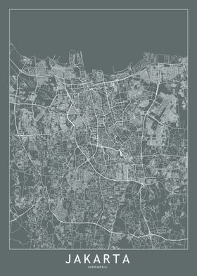 Jakarta Grey Map