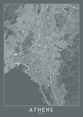 Athens Grey Map