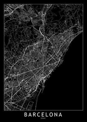 Barcelona Black Map