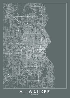 Milwaukee Grey Map