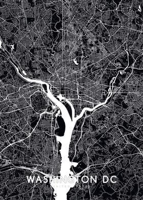 Washington DC map black