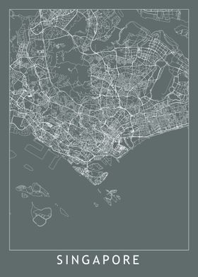 Singapore Grey Map