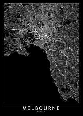 Melbourne Black Map