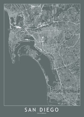 San Diego Grey Map