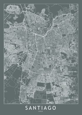 Santiago Grey Map