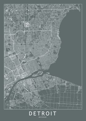 Detroit Grey Map