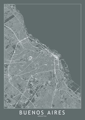Buenos Aires Grey Map