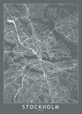 Stockholm Grey Map