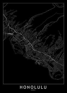 Honolulu Black Map