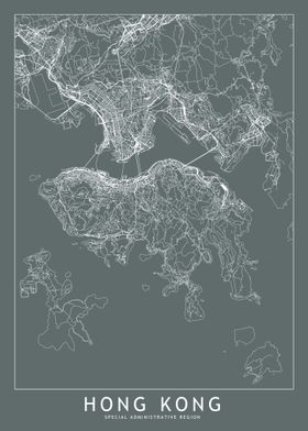 Hong Kong Grey Map