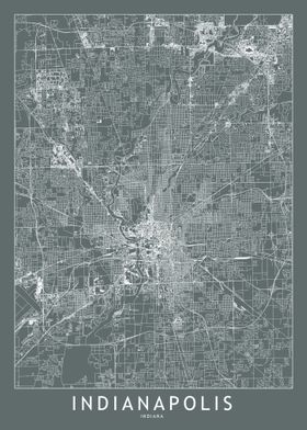 Indianapolis Grey Map